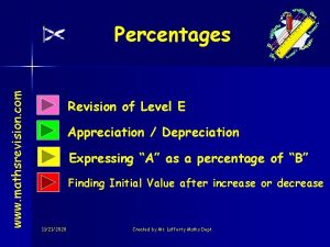 www mathsrevision com Percentages Revision of Level E