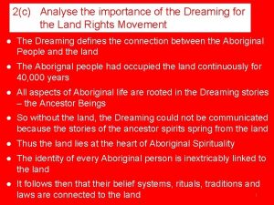 Importance of the dreaming for the land rights movement