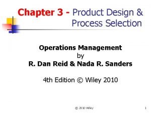 Process selection in operations management