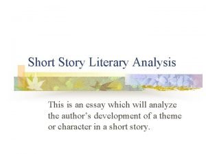 Literary analysis example for a short story