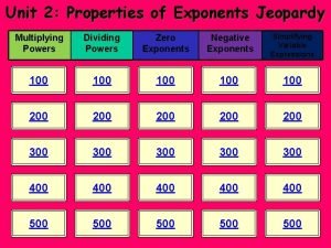 Exponent jeopardy