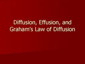 Diffusion Effusion and Grahams Law of Diffusion What