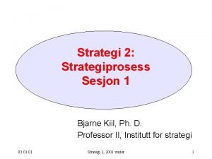 Strategi 2 Strategiprosess Sesjon 1 Bjarne Kiil Ph