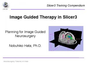 Slicer 3 Training Compendium Image Guided Therapy in