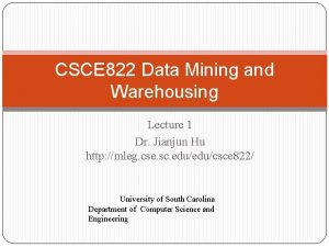 CSCE 822 Data Mining and Warehousing Lecture 1