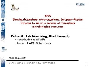 BRIO Banking rhizosphere microorganisms EuropeanRussian initiative to set