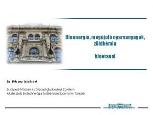 Bioenergia megjul nyersanyagok zldkmia bioetanol Dr Rczey Istvnn