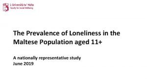 The Prevalence of Loneliness in the Maltese Population