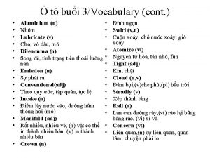 t bui 3Vocabulary cont Aluminium n Nhm Lubricate