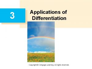 3 Applications of Differentiation Copyright Cengage Learning All