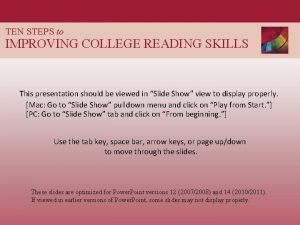 Ten steps to improving college reading skills