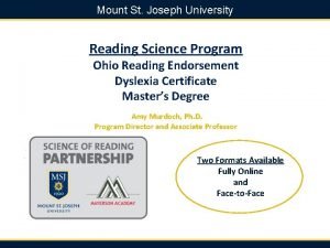 Mount st joseph science of reading