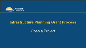 Infrastructure planning grant program