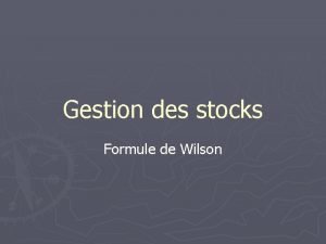 Gestion de stock formule