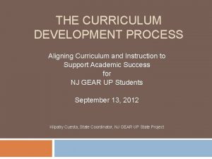 THE CURRICULUM DEVELOPMENT PROCESS Aligning Curriculum and Instruction