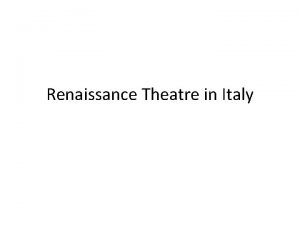 Italian renaissance plays
