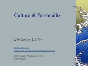Culture Personality Kimberley A Clow kclow 2uwo ca
