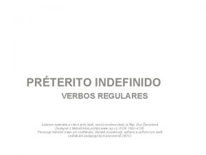 Prterito indefinido