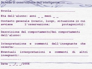 Schede di osservazione