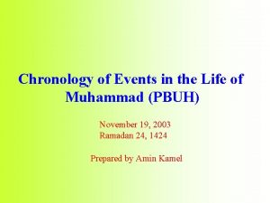 Chronology of Events in the Life of Muhammad