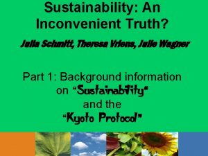 Sustainability An Inconvenient Truth Julia Schmitt Theresa Vriens