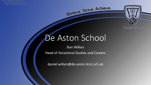 daniel willarsdeaston lincs sch uk De Aston School