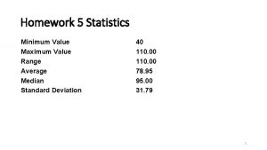 Homework 5 Statistics Minimum Value Maximum Value Range