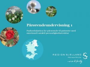 Prrendeundervisning 1 Psykoedukation for prrende til patienter med