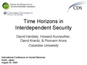 Time Horizons in Interdependent Security David Hardisty Howard