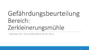 Gefhrdungsbeurteilung Bereich Zerkleinerungsmhle UMGANG MIT DER BRABENDER WILEY