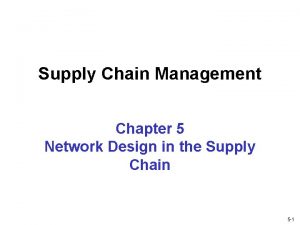 Supply chain management network design