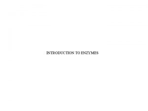 INTRODUCTION TO ENZYMES Cells depend on enzymes to