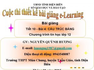 Các bước tạo cấu trúc bảng