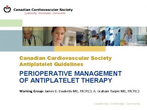 Canadian perioperative guidelines Canadian perioperative guidelines