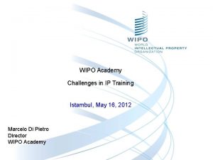 WIPO Academy Challenges in IP Training Istambul May