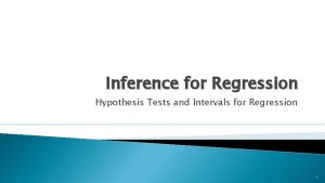 Inference for Regression Hypothesis Tests and Intervals for