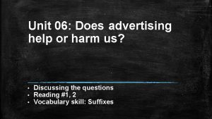 Advertising help or harm