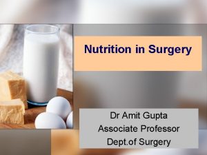 Nutrition in Surgery Dr Amit Gupta Associate Professor