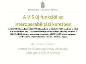 A VIS j funkcii az interoperabilitsi keretben a