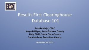 Results first clearinghouse database