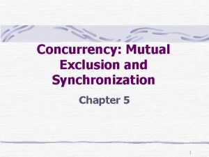 Concurrency Mutual Exclusion and Synchronization Chapter 5 1