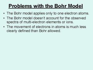 Problems with the Bohr Model The Bohr model