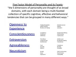 Five factor model facets