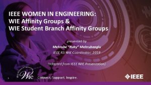 IEEE WOMEN IN ENGINEERING WIE Affinity Groups WIE