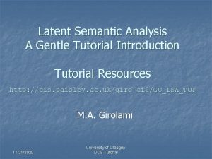 Latent semantic analysis tutorial