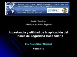 Sesin Temtica Salud y Hospitales Seguros Importancia y