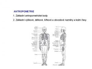 ANTROPOMETRIE 1 Zkladn antropometrick body 2 Zkladn vkov