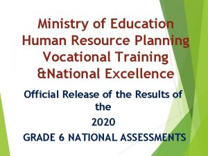 Ministry of Education Human Resource Planning Vocational Training