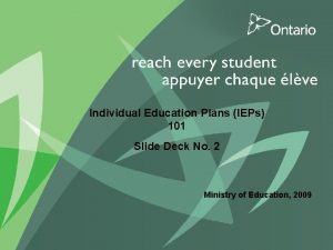 Individual Education Plans IEPs 101 Slide Deck No