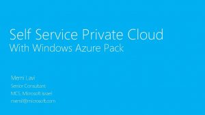 Windows azure private cloud